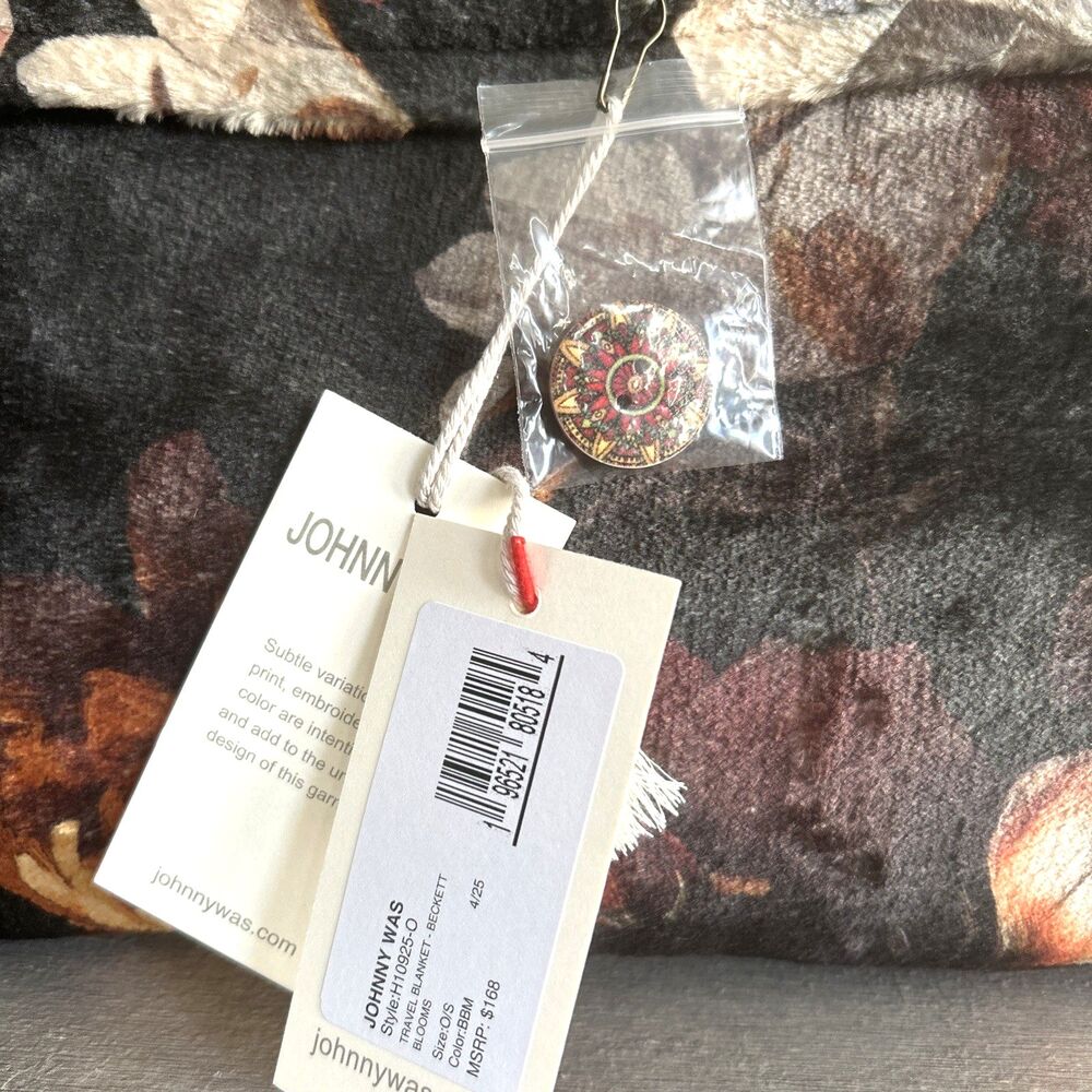 JOHNNY WAS Beckett Blooms Reversible Travel Blanket Throw & Bag Set NEW - Picture 2 of 6